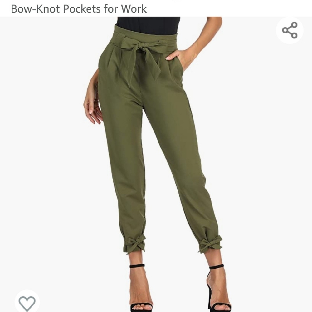 Casual High Waisted Pencil Pants- Army Green